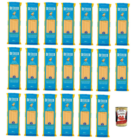 De Cecco bucatini piccoli N°14 100% Pasta Nudeln 20x 500g inkl. Italian Gourmet Polpa 400g Original italienisch