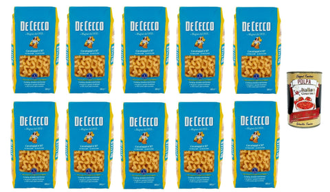Italian Gourmet E.R. Internationale Nudeln De Cecco Cavatappi N°87, 100% Italienisch Pasta Nudeln 10x 500g + Italian Gourmet Polpa 400g 8032804040014