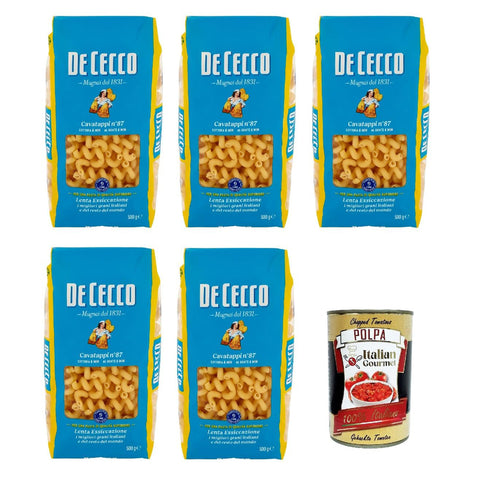 De Cecco Cavatappi N°87, 100% Pasta Nudeln 5x 500g inkl. Italian Gourmet Polpa 400g Original italienisch