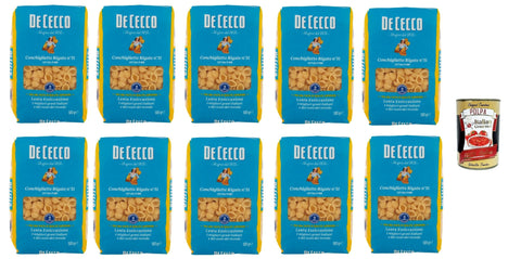 Italian Gourmet E.R. Internationale Nudeln De Cecco Conchigliette Rigate N°51, 100% Italienisch Pasta Nudeln 10x 500g + Italian Gourmet Polpa 400g 8032804040014