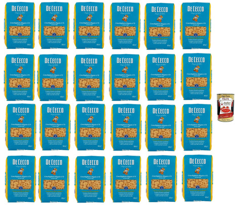 Italian Gourmet E.R. Internationale Nudeln De Cecco Conchigliette Rigate N°51, 100% Italienisch Pasta Nudeln 24x 500g + Italian Gourmet Polpa 400g 8032804040014