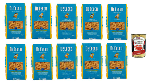 Italian Gourmet E.R. Internationale Nudeln De Cecco Fusilli N°34, 100% Italienisch Pasta Nudeln 10x 500g + Italian Gourmet Polpa 400g 8032804040014