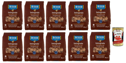 Italian Gourmet E.R. Internationale Nudeln De Cecco Integrale Orecchiette N° 91, Pasta integrale, Vollkornnudeln, 10x 500g + Italian Gourmet polpa 400g 8032804040014