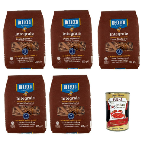 De Cecco Integrale Penne rigate N° 41, Pasta integrale, Vollkornnudeln 5x500g Original italienisch