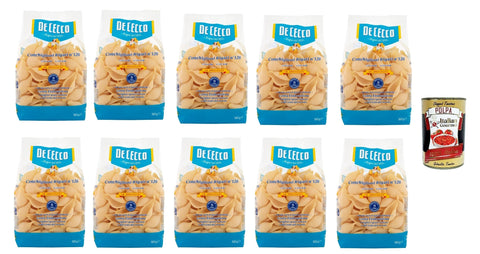 Italian Gourmet E.R. Internationale Nudeln De Cecco Le Specialità Conchiglioni Rigati N°126, 100% Italienisch Pasta Nudeln 10x 500g + Italian Gourmet Polpa 400g 8032804040014