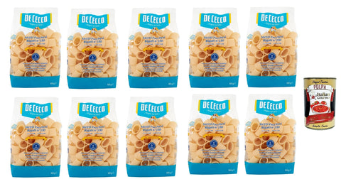 Italian Gourmet E.R. Internationale Nudeln De Cecco Le Specialità Mezzi Paccheri Rigati N°230, 100% Italienisch Pasta Nudeln 10x 500g + Italian Gourmet Polpa 400g 8032804040014