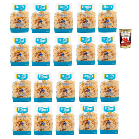 DE CECCO Le Specialità Mezzi Paccheri Rigati N°230, 100% Italienisch Pasta Nudeln 20x 500g Original italienisch inkl. Italian Gourmet Polpa 400g