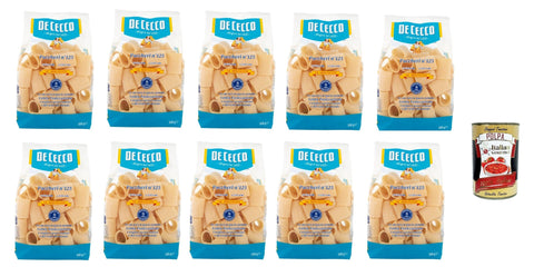 Italian Gourmet E.R. Internationale Nudeln De Cecco Le Specialità Paccheri N°125, 100% Italienisch Pasta Nudeln 10x 500g + Italian Gourmet Polpa 400g 8032804040014
