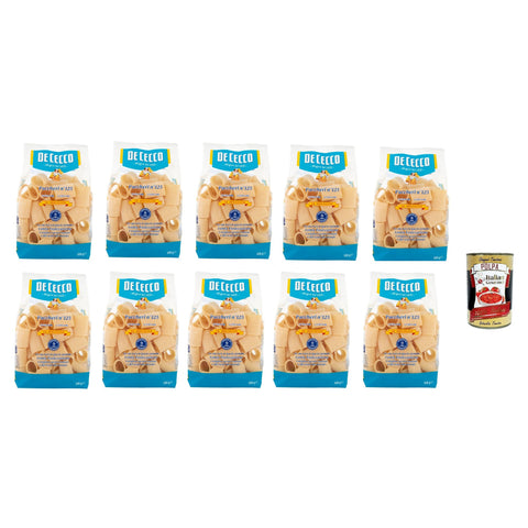 DE CECCO Le Specialità Paccheri N°125, 100% Italienisch Pasta Nudeln 10x 500g Original italienisch inkl. Italian Gourmet Polpa 400g