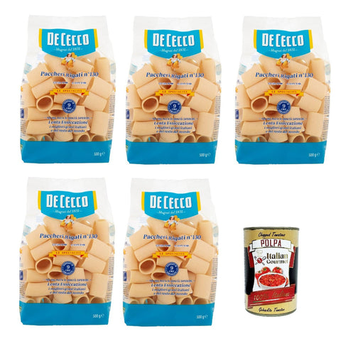 DE CECCO Le Specialità Paccheri Rigati N°130, 100% Pasta Nudeln 5x500g Original italienisch