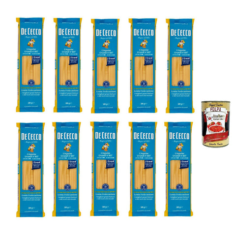 DE CECCO Linguine Grandi N°407, 100% Italienisch Pasta Nudeln 10x 500g Original italienisch inkl. Italian Gourmet Polpa 400g