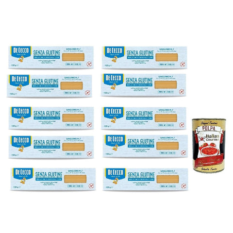 De Cecco Linguine senza Glutine No.7, Glutenfrei,100% Italienisch Pasta Nudeln gluten free 10x 400G Original italienisch inkl. Italian Gourmet Polpa 400g