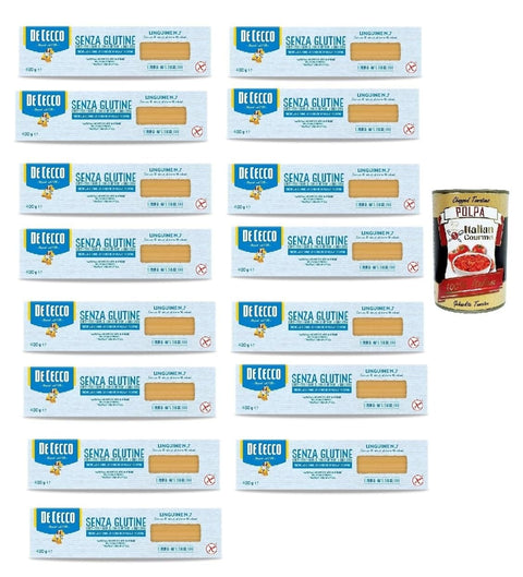 Italian Gourmet E.R. Internationale Nudeln De Cecco Linguine senza Glutine No.7, Glutenfrei,100% Italienisch Pasta Nudeln gluten free 15x 400G + Italian Gourmet polpa 400g 8032804040014