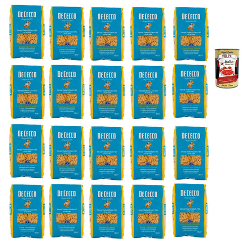 Italian Gourmet E.R. Internationale Nudeln De Cecco Mezzi Tubetti Lisci N°63, 100% Italienisch Pasta Nudeln 20x 500g + Italian Gourmet Polpa 400g 8032804040014