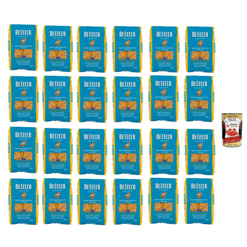 DE CECCO Mezzi Tubetti Lisci N°63, 100% Italienisch Pasta Nudeln 24x 500g Original italienisch inkl. Italian Gourmet Polpa 400g
