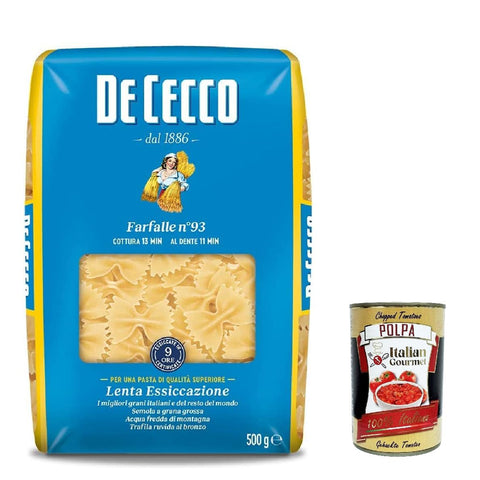 De Cecco Pasta Farfalle n. 93 100% Nudeln 5x 500g inkl. Italian Gourmet Polpa 400g Original italienisch
