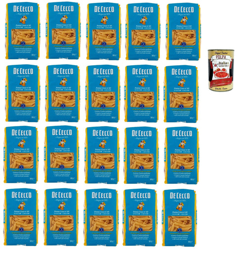 Italian Gourmet E.R. Internationale Nudeln De Cecco Penne lisce N°40, 100% Italienisch Pasta Nudeln 20x 500g + Italian Gourmet Polpa 400g 8032804040014