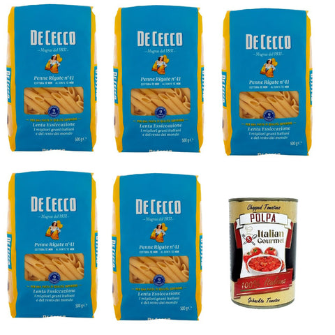 De Cecco Penne rigate N°41, 100% Pasta Nudeln 5x500g Original italienisch
