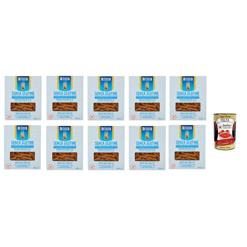 De Cecco Penne rigate senza Glutine No.41, Glutenfrei, 100% Pasta Nudeln gluten free 10x 400G inkl. Italian Gourmet polpa 400g Original italienisch