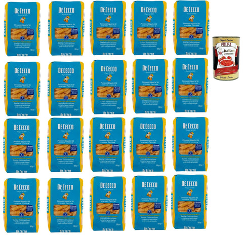 Italian Gourmet E.R. Internationale Nudeln De Cecco Pennoni Rigati N°39, 100% Italienisch Pasta Nudeln 20x 500g + Italian Gourmet Polpa 400g 8032804040014