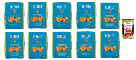 Italian Gourmet E.R. Internationale Nudeln De Cecco Rigatoni N°26, 100% Italienisch Pasta Nudeln 10x 500g + Italian Gourmet Polpa 400g 8032804040014