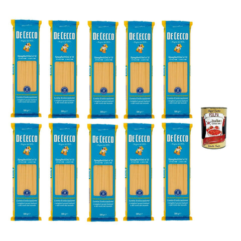 De Cecco Spaghettini N°11 100% Italienisch Pasta Nudeln 10x 500g Original italienisch inkl. Italian Gourmet Polpa 400g