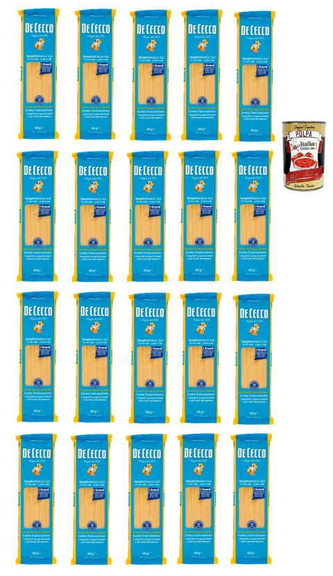 Italian Gourmet E.R. Internationale Nudeln De Cecco Spaghettoni N°412, 100% Italienisch Pasta Nudeln 20x 500g + Italian Gourmet Polpa 400g 8032804040014
