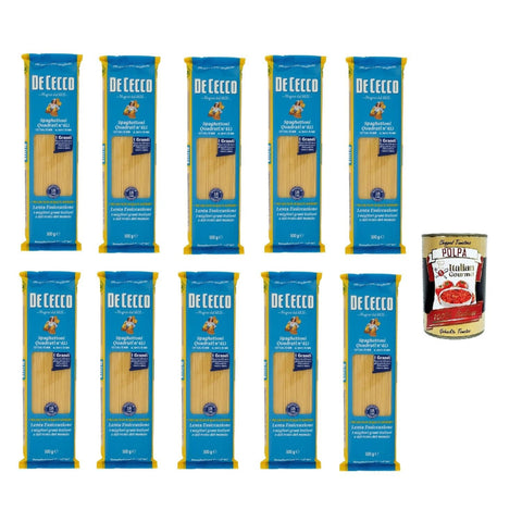 De Cecco Spaghettoni quadrati N°413, 100% Italienisch Pasta Nudeln 10x 500g Original italienisch inkl. Italian Gourmet Polpa 400g
