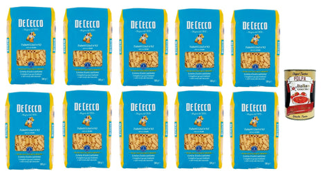 Italian Gourmet E.R. Internationale Nudeln De Cecco Tubetti Lisci N°62, 100% Italienisch Pasta Nudeln 10x 500g + Italian Gourmet Polpa 400g 8032804040014