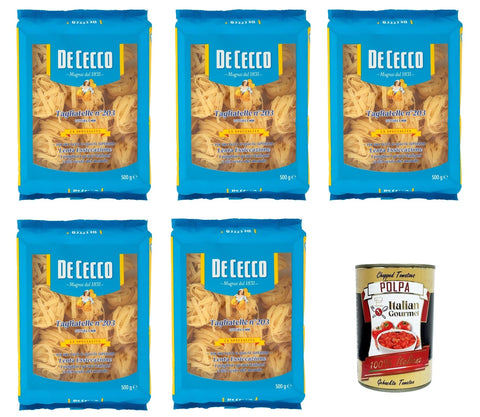 De Ceco De Cecco le Specialità Tagliatelle N°203, 100% Italienisch Pasta Nudeln 5x 500g Original italienisch inkl. Italian Gourmet Polpa 400g