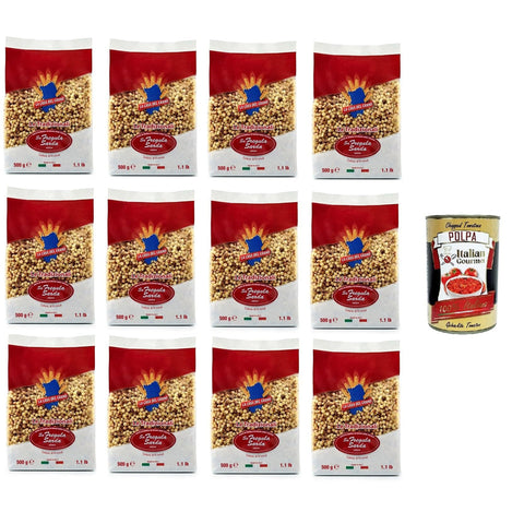 La casa del grano Fregola sarda media Mittlere sardische Fregola 12x500g Original italienisch inkl. Italian Gourmet Polpa 400g