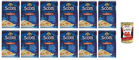 Italian Gourmet E.R. Internationale Nudeln Riso Scotti Riso Ribe, Italienischer Reis, Superfeine Reiskörner ideal für Suppen, 12x 500g Vakuumverpackung + Italian Gourmet polpa 400g 8032804040014