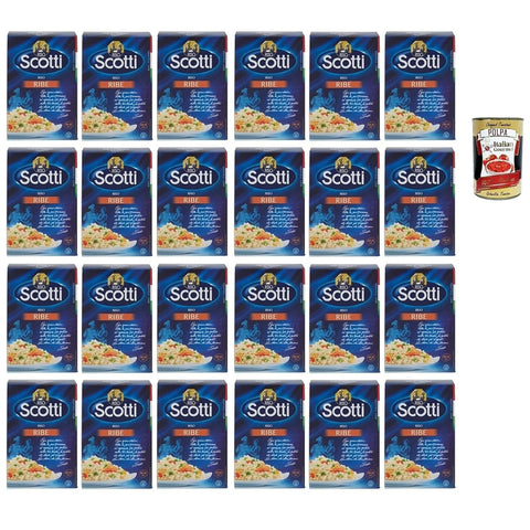 Riso Scotti Riso Ribe, Italienischer Reis, Superfeine Reiskörner ideal für Suppen, Vakuumverpackung 24x 500g inkl. Italian Gourmet polpa 400g Original italienisch