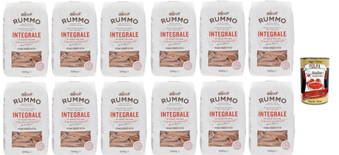 Italian Gourmet E.R. Internationale Nudeln Rummo Pasta Integrale Penne Rigate N°66,Vollkornnudeln Nudeln Vollkorn Italienische Pasta 12x 500g + Italian Gourmet polpa 400g 8032804040014