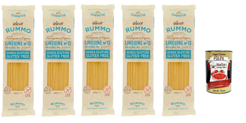 Italian Gourmet E.R. Internationale Nudeln Rummo Pasta Linguine N° 13 senza Glutine, gluten free, 100% italienische Pasta nudeln glutenfrei 5x 400g + Italian Gourmet polpa 400g 8032804040014