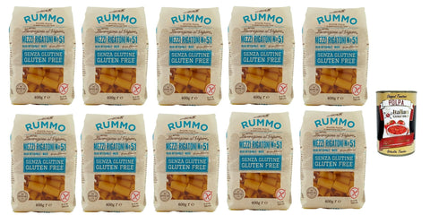 Italian Gourmet E.R. Internationale Nudeln Rummo Pasta Mezzi Rigatoni N° 51 senza Glutine, gluten free, 100% italienische Pasta nudeln glutenfrei 10x 400g + Italian Gourmet polpa 400g 8032804040014