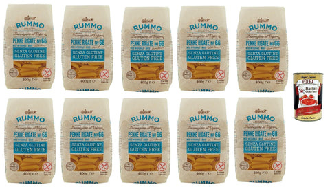 Italian Gourmet E.R. Internationale Nudeln Rummo Pasta Penne Rigate N° 66 senza Glutine, gluten free, 100% italienische Pasta nudeln glutenfrei 10x 400g + Italian Gourmet polpa 400g 8032804040014