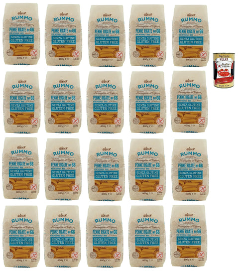 Italian Gourmet E.R. Internationale Nudeln Rummo Pasta Penne Rigate N° 66 senza Glutine, gluten free, 100% italienische Pasta nudeln glutenfrei 20x 400g + Italian Gourmet polpa 400g 8032804040014