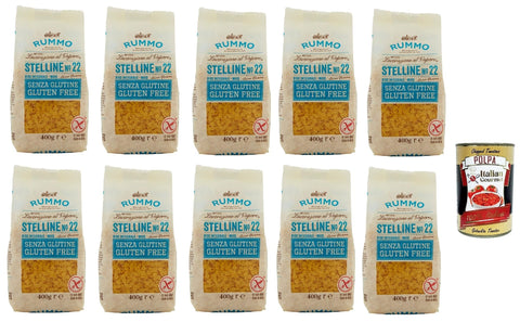 Italian Gourmet E.R. Internationale Nudeln Rummo Pasta Stelline N° 22 senza Glutine, gluten free, 100% italienische Pasta nudeln glutenfrei 10x 400g + Italian Gourmet polpa 400g 8032804040014