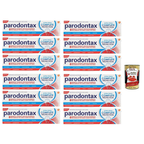 Dentifricio Complete Protection Extra Fresh, Zahnpasta für gesundes Zahnfleisch und starke Zähne, 12x 75ml Original italienisch inkl. Italian Gourmet Polpa 400g