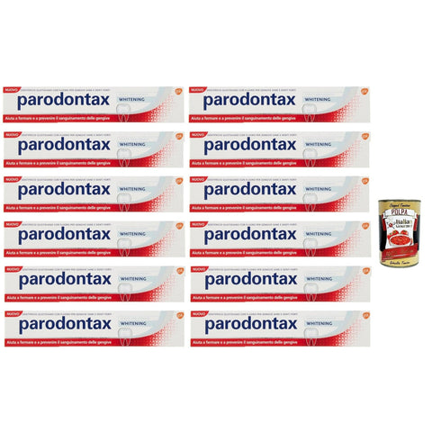 Dentifricio Whitening Zahnpasta für gesundes Zahnfleisch und starke Zähne, 12x 75ml Original italienisch inkl. Italian Gourmet Polpa 400g