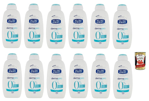 Italian Gourmet E.R. Intime Pflege & Hygiene Neutro Roberts dermazero micellare Bagnodoccia, Körperbade-, Feuchtigkeits- und Umhüllungsformel, Mit reinem Glycerinöl, 12x 450 ml + Italian Gourmet polpa 400g 8032804040014