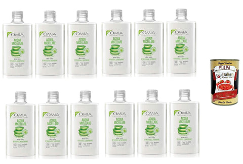 Italian Gourmet E.R. Intime Pflege & Hygiene Omia - Acqua Micellare Viso Aloe Vera, Feuchtigkeitsspenkel und Balancing -up entfernen für alle Hauttypen, 12x 400 ml + Italian Gourmet polpa 400g 8032804040014