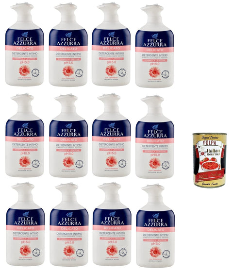 Italian Gourmet E.R. Intimpflege Paglieri Felce Azzurra Detergente Intimo Delicato Sanfter Intimreiniger Intimseife mit Ringelblume pH 5.0 Gynäkologisch Getestet 12x 250ml + Italian Gourmet polpa 400g 8032804040014