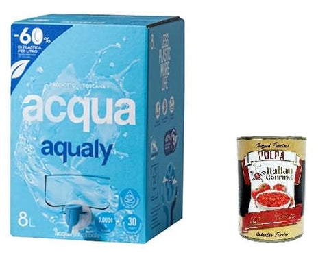 AQUALY Acqua Naturale in BOx da con erogatore Natürliches Wasser in 8 Liter Box mit Spender 1x8l Original italienisch Getränk