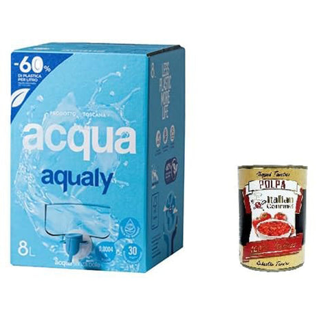 AQUALY Acqua Naturale in BOx da con erogatore Natürliches Wasser in 8 Liter Box mit Spender 1x8l Original italienisch Getränk