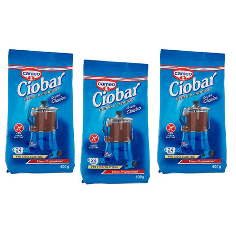 Cameo Ciobar Professional Classico Vorbereitung für Heiße Schokolade Schokoladengetränk 24 Tassen Glutenfrei 3x 600g Original italienisch