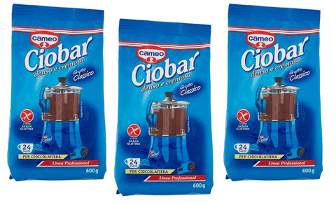 Cameo Ciobar Professional Classico Vorbereitung für Heiße Schokolade Schokoladengetränk 24 Tassen Glutenfrei 3x 600g Original italienisch