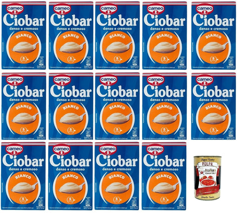 Italian Gourmet E.R. Kakao & Heiße Schokolade Cameo Ciobar Bianco- Pulver Zubereitung für Heiße Weiße Schokolade Hot Chocolate 14x 105g-Packung, jede Packung enthält 5 Beutel à 21g + Italian Gourmet polpa 400g 8032804040014