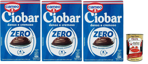 Italian Gourmet E.R. Kakao & Heiße Schokolade Cameo Ciobar Zero Heiße Schokolade ohne Zuckerzusatz (enthält von Natur aus Zucker), dichter und cremiger Getränkemix mit Schokoladengeschmack für 4 Tassen, 3x 76 g + Italian Gourmet polpa 400g 8032804040014